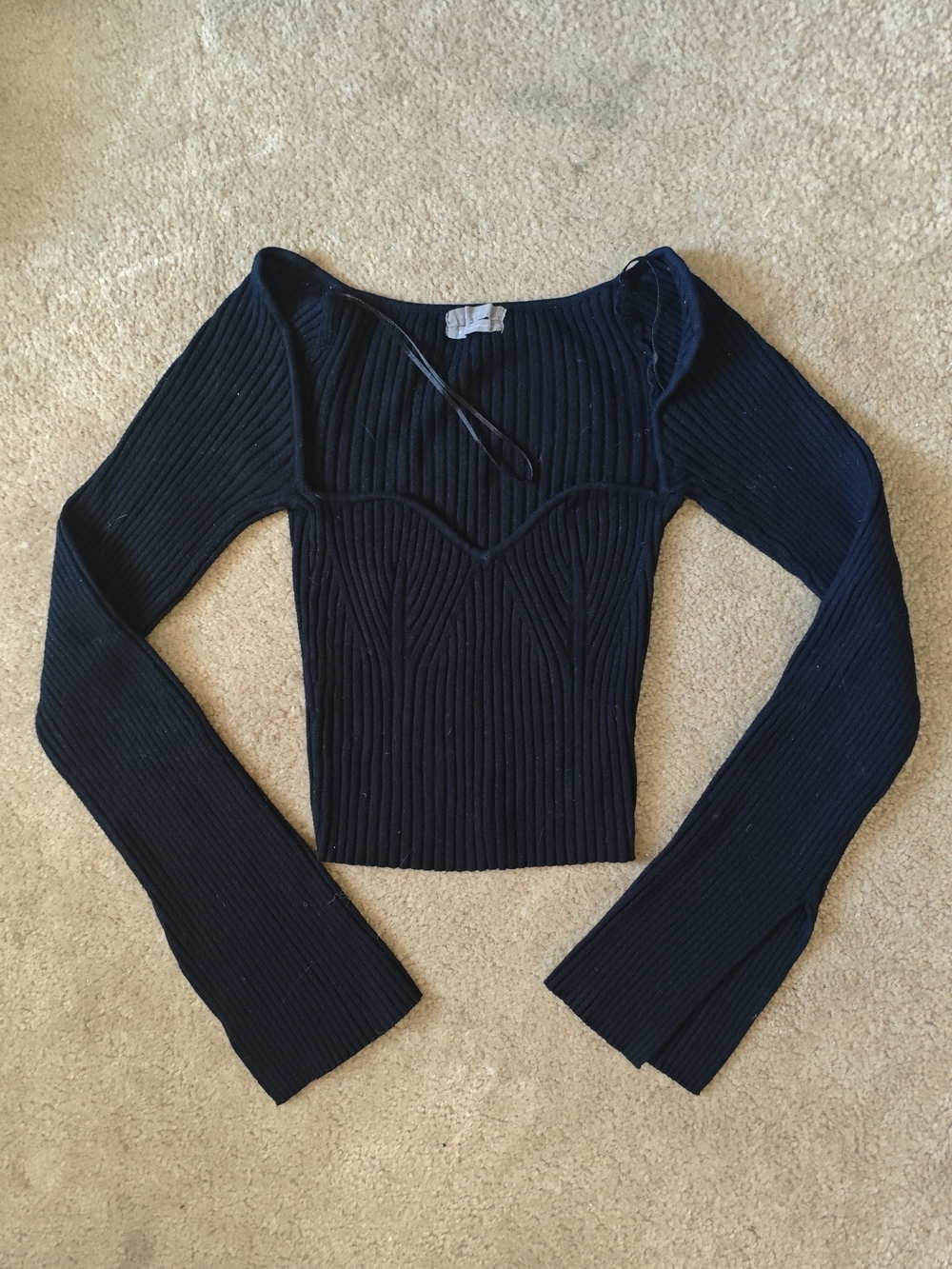 urban outfitters black sweetheart neckline sweater top (size S)